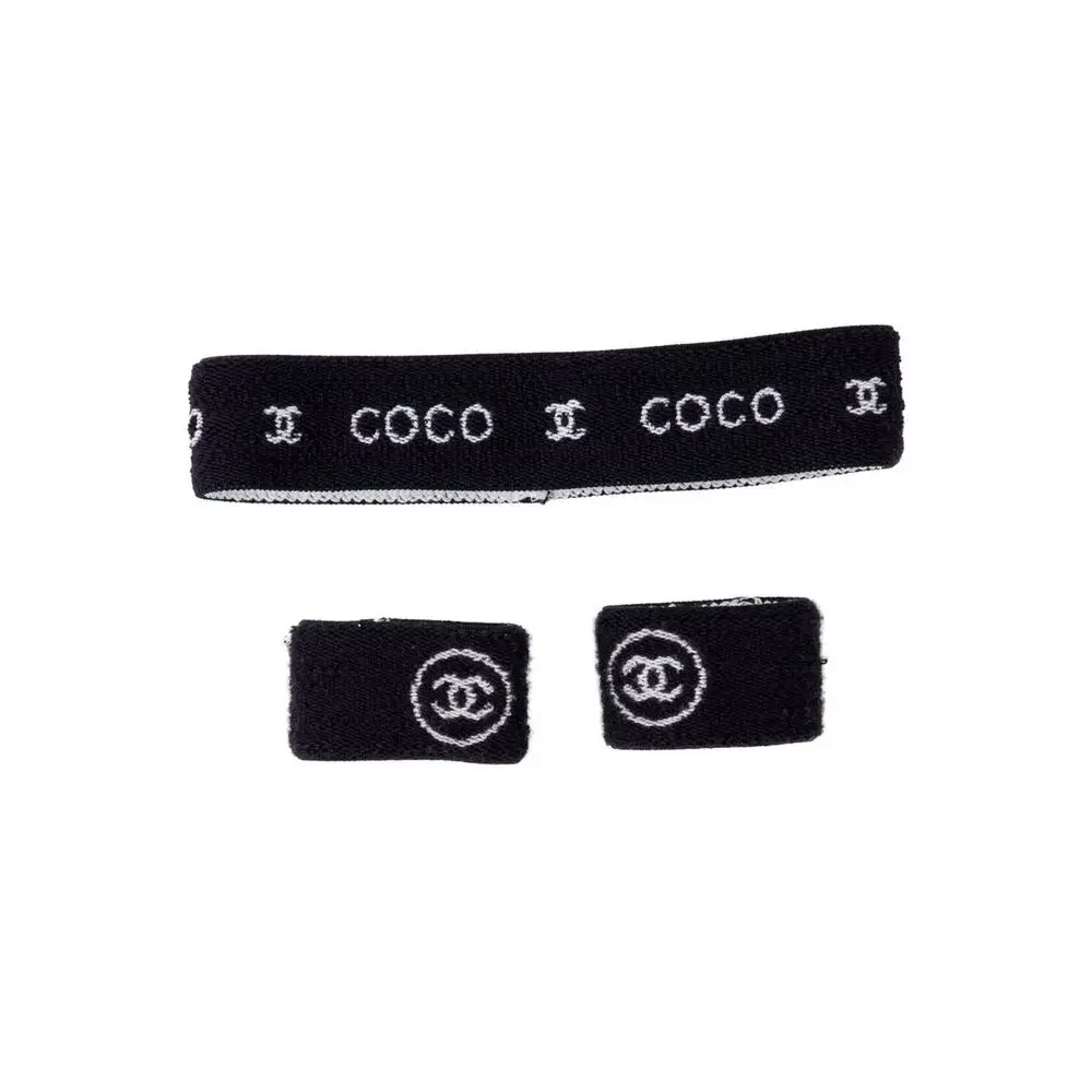 Chanel Multicolor CC Logo Coco Headband & Wristband Set